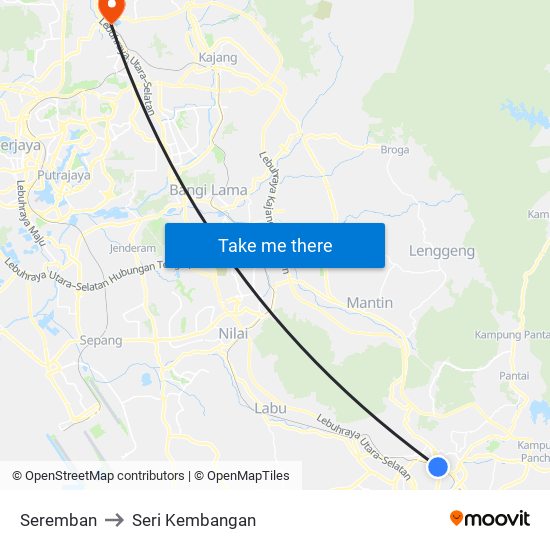 Seremban to Seri Kembangan map