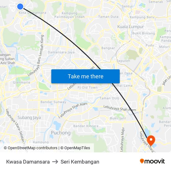 Kwasa Damansara to Seri Kembangan map