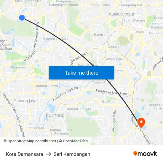 Kota Damansara to Seri Kembangan map