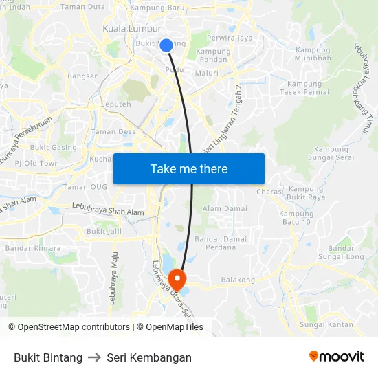 Bukit Bintang to Seri Kembangan map