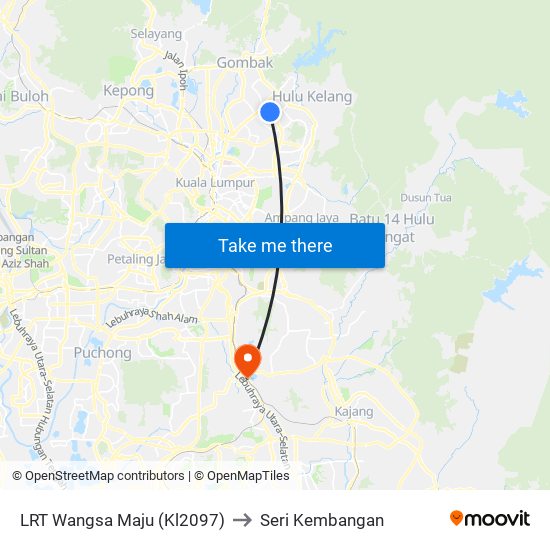 LRT Wangsa Maju (Kl2097) to Seri Kembangan map