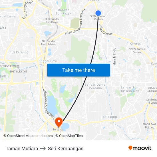 Taman Mutiara to Seri Kembangan map