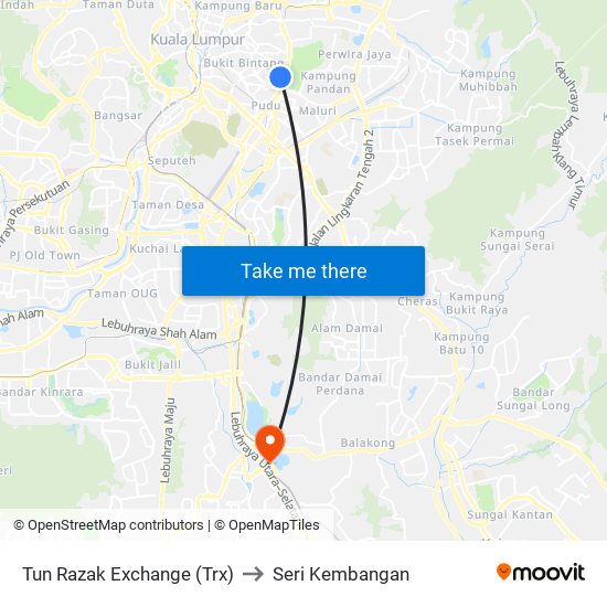 Tun Razak Exchange (Trx) to Seri Kembangan map