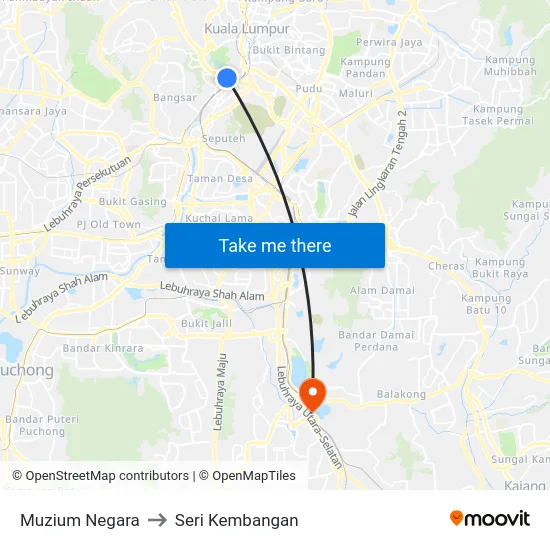 Muzium Negara to Seri Kembangan map