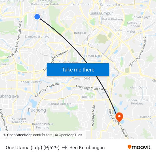 One Utama (Ldp) (Pj629) to Seri Kembangan map