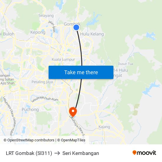 LRT Gombak (Sl311) to Seri Kembangan map
