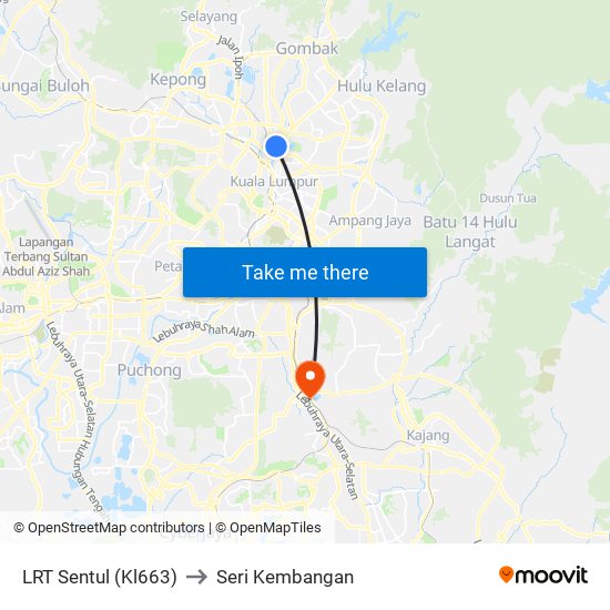 LRT Sentul (Kl663) to Seri Kembangan map