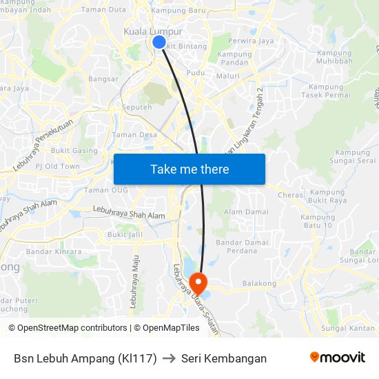 Bsn Lebuh Ampang (Kl117) to Seri Kembangan map