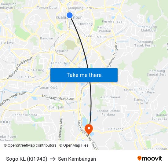 Sogo KL (Kl1940) to Seri Kembangan map