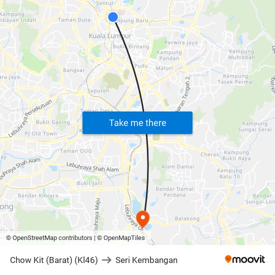 Chow Kit (Barat) (Kl46) to Seri Kembangan map