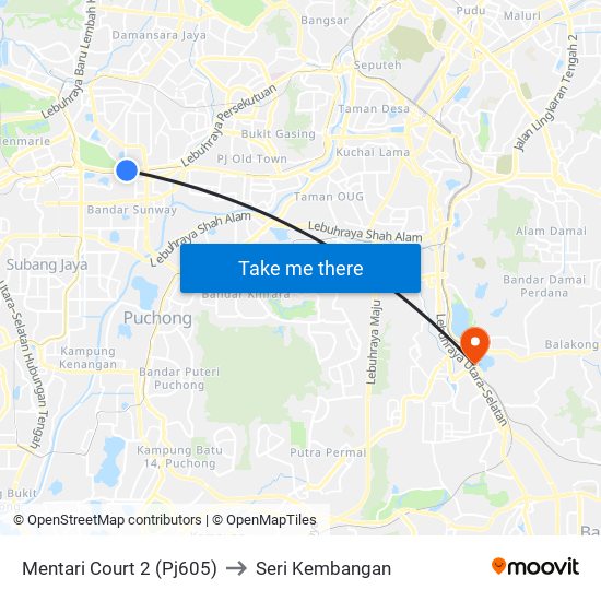 Mentari Court 2 (Pj605) to Seri Kembangan map