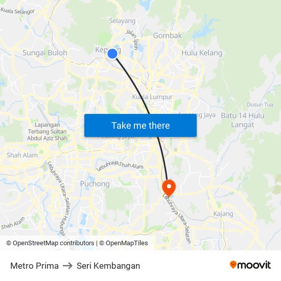 Metro Prima to Seri Kembangan map