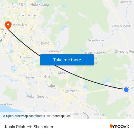 Kuala Pilah to Shah Alam map