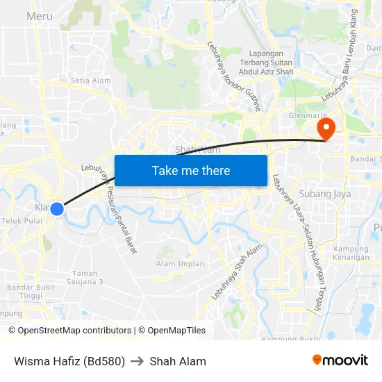 Wisma Hafiz (Bd580) to Shah Alam map