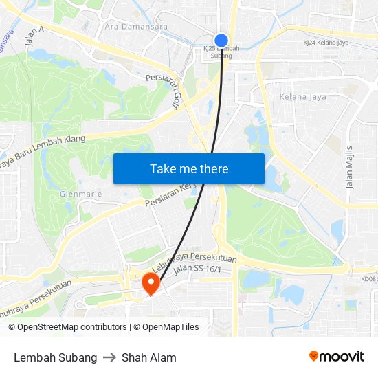 Lembah Subang to Shah Alam map