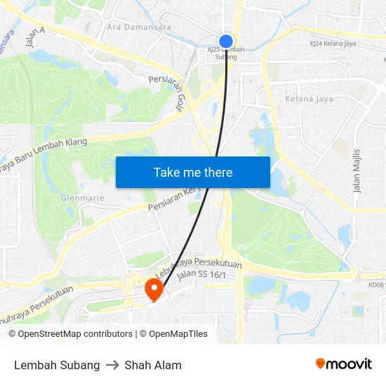 Lembah Subang to Shah Alam map