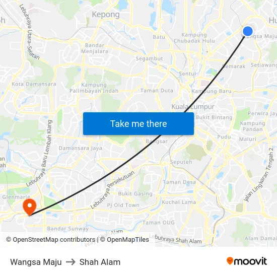 Wangsa Maju to Shah Alam map