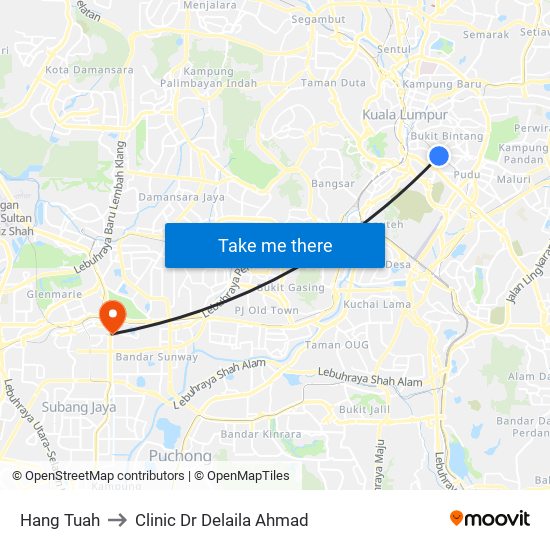 Hang Tuah to Clinic Dr Delaila Ahmad map