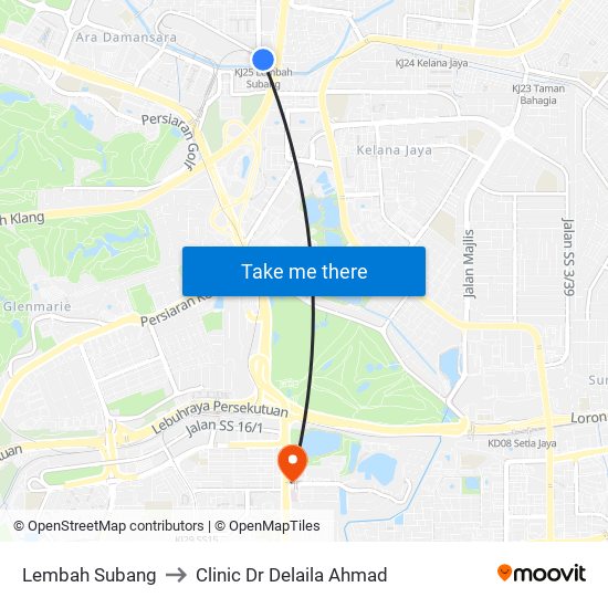 Lembah Subang to Clinic Dr Delaila Ahmad map