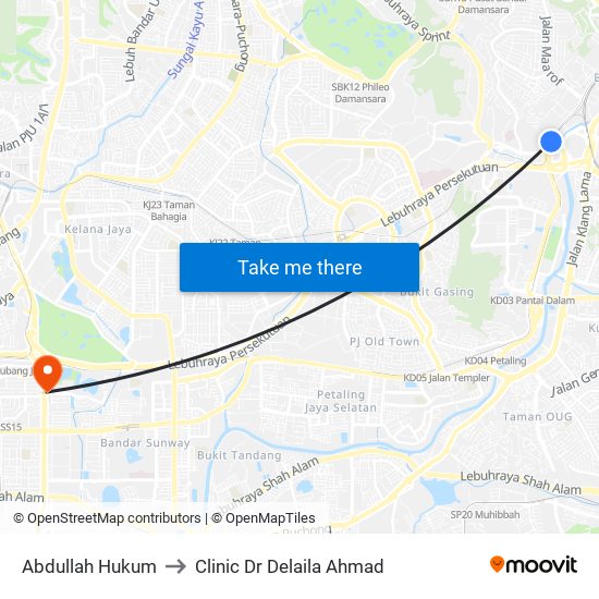 Abdullah Hukum to Clinic Dr Delaila Ahmad map