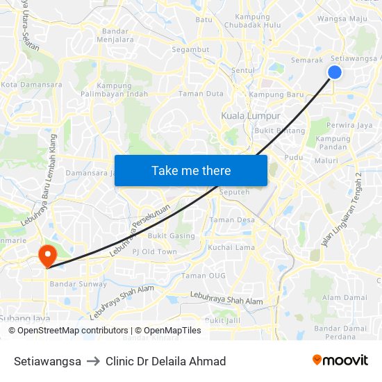 Setiawangsa to Clinic Dr Delaila Ahmad map