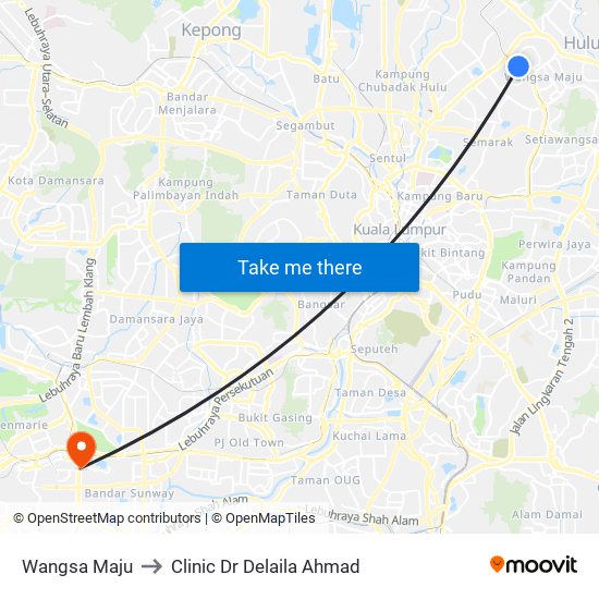 Wangsa Maju to Clinic Dr Delaila Ahmad map