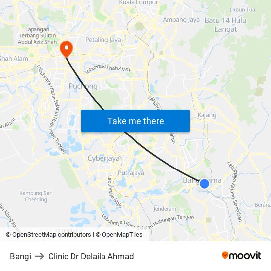 Bangi to Clinic Dr Delaila Ahmad map