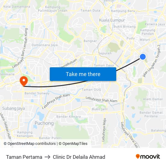 Taman Pertama to Clinic Dr Delaila Ahmad map