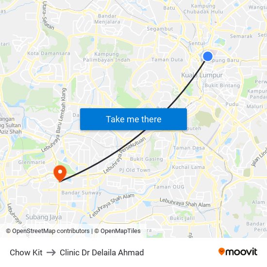 Chow Kit to Clinic Dr Delaila Ahmad map