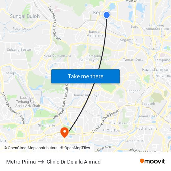 Metro Prima to Clinic Dr Delaila Ahmad map