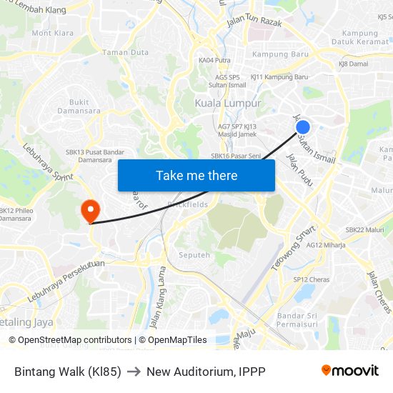 Bintang Walk (Kl85) to New Auditorium, IPPP map