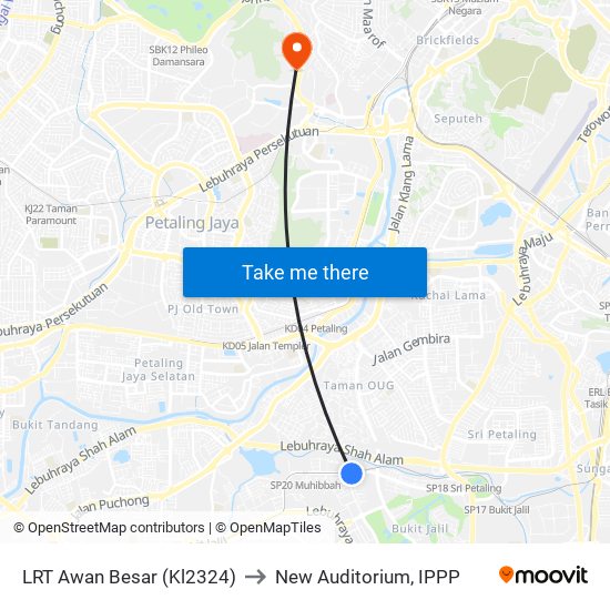 LRT Awan Besar (Kl2324) to New Auditorium, IPPP map