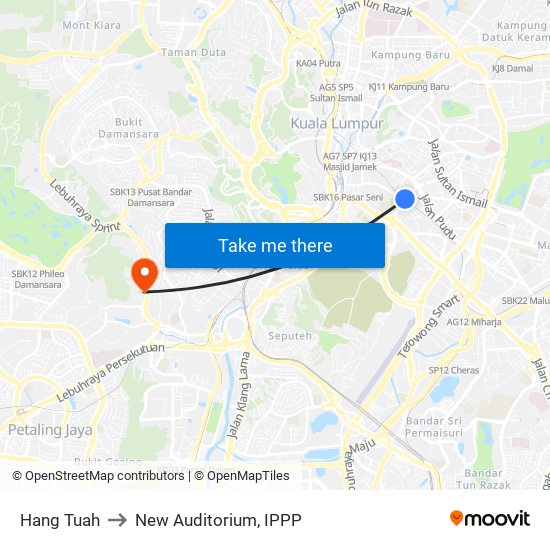 Hang Tuah to New Auditorium, IPPP map