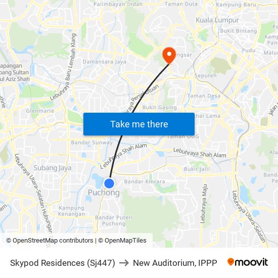 Skypod Residences (Sj447) to New Auditorium, IPPP map