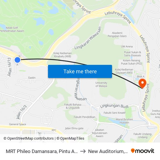 MRT Phileo Damansara, Pintu A (Pj823) to New Auditorium, IPPP map
