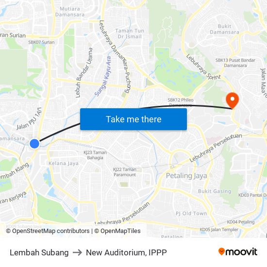 Lembah Subang to New Auditorium, IPPP map
