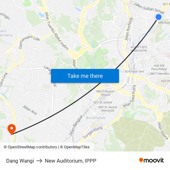 Dang Wangi to New Auditorium, IPPP map