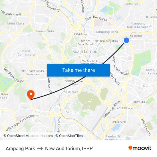 Ampang Park to New Auditorium, IPPP map