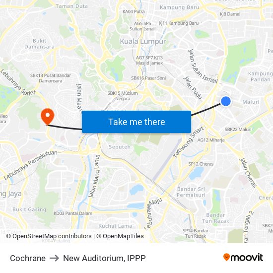 Cochrane to New Auditorium, IPPP map