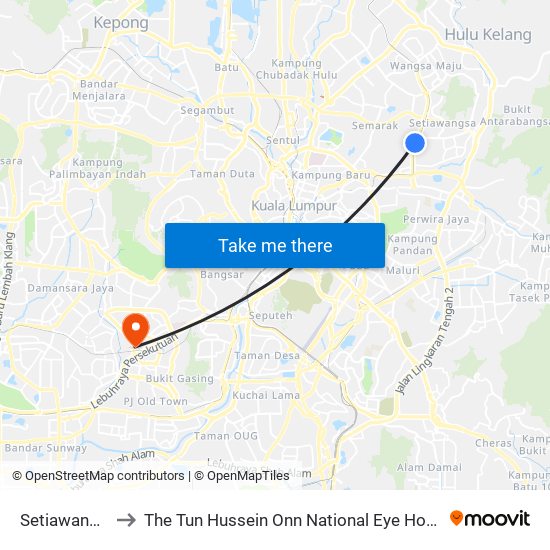 Setiawangsa to The Tun Hussein Onn National Eye Hospital map