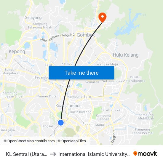 KL Sentral (Utara) (Kl1077) to International Islamic University Malaysia (IIUM) map