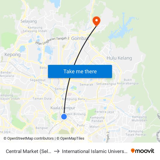 Central Market (Selatan) (Kl109) to International Islamic University Malaysia (IIUM) map