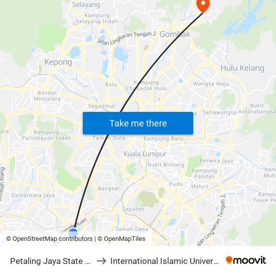 Petaling Jaya State (Utara) (Pj433) to International Islamic University Malaysia (IIUM) map