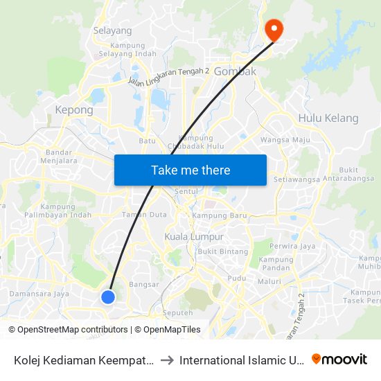 Kolej Kediaman Keempat, Universiti Malaya (Kl2348) to International Islamic University Malaysia (IIUM) map