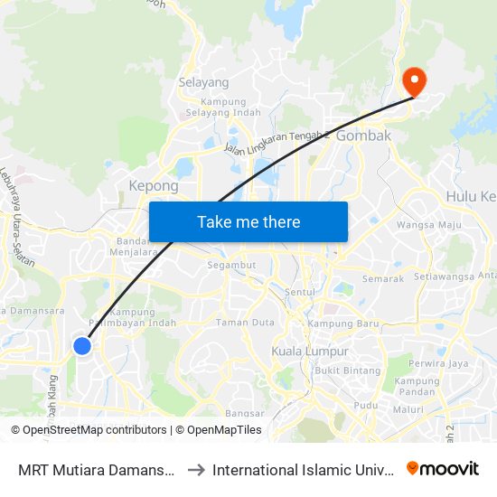 MRT Mutiara Damansara, Pintu C (Pj814) to International Islamic University Malaysia (IIUM) map