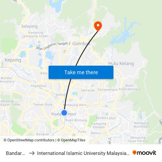 Bandaraya to International Islamic University Malaysia (IIUM) map