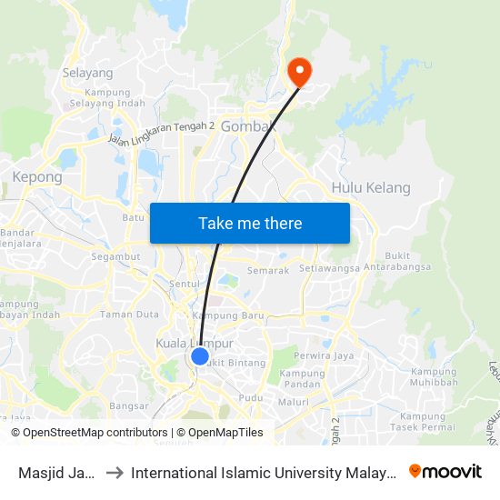 Masjid Jamek to International Islamic University Malaysia (IIUM) map