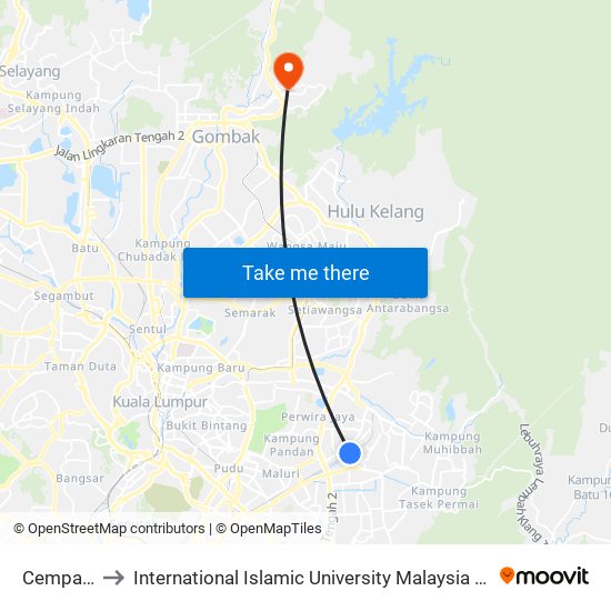 Cempaka to International Islamic University Malaysia (IIUM) map