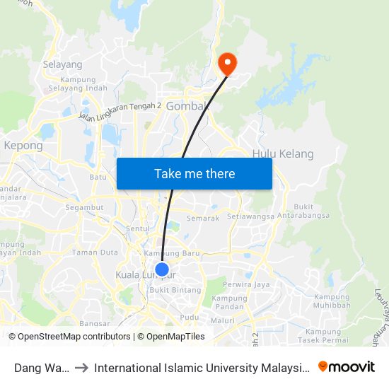 Dang Wangi to International Islamic University Malaysia (IIUM) map