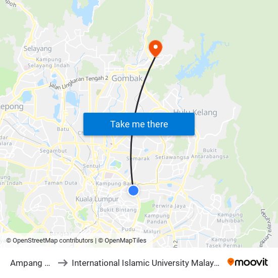 Ampang Park to International Islamic University Malaysia (IIUM) map